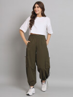 Comfortable olive green motionless cargo for women