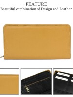 Nesh | caramel pochette | yellow zipper leather wallet