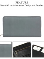 NESH | FOSSIL POCHETTE | GREY LEATHER ZIPPER WALLET