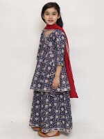 Cotton Angrakha Peplum Kurta And Palazzo Suit Set   Kids Ethnic Set Children's Traditional Outfit Vibrant Kids Ethnic Wear