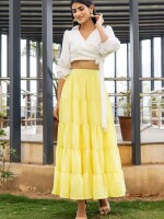 Beautiful yellowish tier skirt with top co-ord set