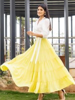 Beautiful yellowish tier skirt with top co-ord set