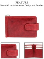 Fire brick red | nesh | genuine leather money clipper wallet