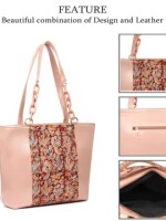 G French rose kalamkari print | vegan leather tote bag