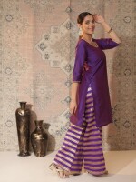 Banarasi flared purple palazzo set