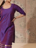 Banarasi flared purple palazzo set