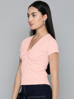 Peach twisted  neck top for women