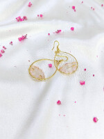 Natural stone rose quartz hoops earrings