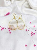 Natural stone rose quartz hoops earrings