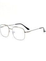 Blue computer glasses square metal eye frame zero power, anti glare and blue ray cut, men and women