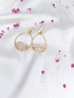 Natural stone rose quartz hoops earrings