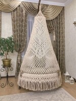 Macrame Boho Heart Diamond Swing Hammock Chair for Adults & Kids TOPW13- Beige