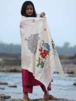 Sakhi Hand painted pattachitra munga silk dupatta