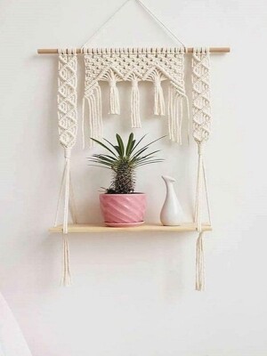 Macrame Wall Hanging Shelf, Cotton Rope