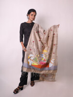 Hand painted pattachitra krishna leela tussar silk dupatta