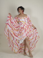 Cotton candy multi stripes cinderella georgette gown