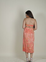 Tangerine bae modal satin texture tube crop top and skirt for women