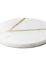 White Marble Tea/Coffee/Cocktail Coaster (Round with Brass Inlay) Set of 4 pcs for Drinks Hot & Cold, Table Decorative Cocktail Coaster