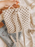 Stylish Handmade Macrame Sling Bags For Women’s macrame hand bag full size OFF WHITE ( bag014)