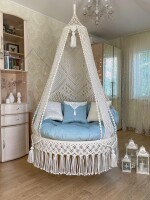 Macrame Boho for Diamond Swing Hammock Chair for Adults & Kids TOPW13-Sky Blue