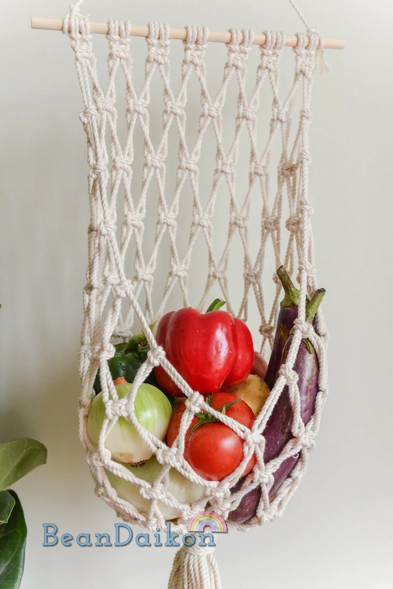 Boho Potato Tomato Bag Woven Fruit Basket Kitchen Storage