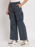 Grey comfortable fabric 4 pockets cargo jogger for women