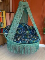 Macrame Boho Livef Swing Chair for Adults & Kids TOPW13- GREEN