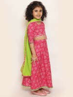 Classic Bandhej Cotton Lehenga Choli Set, Traditional Lehnga Choli for Girls, Attractive Designs For Kids,