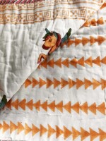 Horse Double Sided Block Printed Cotton Baby Quilt Single 40x60 Inches