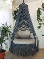 Macrame Swing Hammock Chair for Adults & Kids Large with 3 Pillow and Mattress, Hammock Chair for Adults & Kids Large, with accessories Tufted Soft