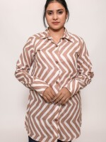 pure soft cotton cappuccino Leheriya basic front button shirt is comfortable and fashionable piece