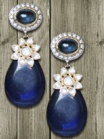 Elegant Blue Kundan Blossom Fashion Earrings