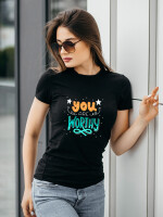 Dazzling Deer Women's Round Neck Black Half sleeve "You are Worthy" Printed Cotton T-shirt- DDTSW-72