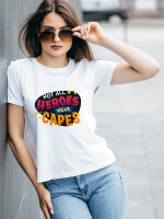 Women's Round Neck White Not All Hero wear Capes Printed Cotton T-shirt- DDTSW-5