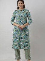 Traditional Zari Embroidery Work A-Line Kurta With Trouser & Dupatta - KR3002GREEN