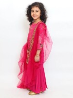 Trending Hot Pink Zari Work Kurti With Sharara, Beautiful and elegant ethnic kurta-sharara set