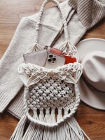 Stylish Handmade Macrame Sling Bags For Women’s macrame hand bag full size off white ( bag015)