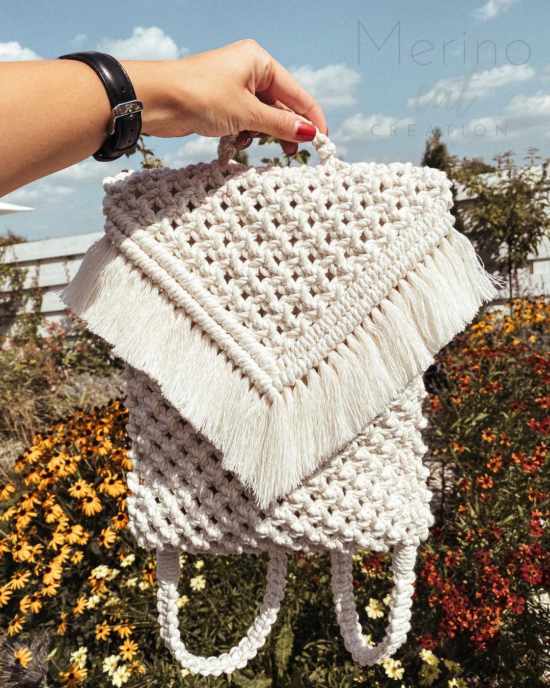 Moon Shell Cotton Macrame Sling Bag – Sirohi NYC