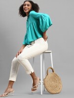 Women polyester fit 100% cotton white bottom/pant