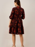 Women's Pure Cotton Designer Printed Dress-(Maroon)-DR4006MAROON