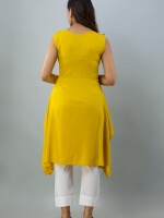 Women's Solid Dyed Rayon Designer Embroidered A-Line Kurta - KR0100MUSTARD