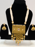 Polki Long Set with Intricate Onyx Bead