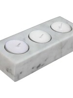 White Marble Tealight Candle Holder 3 Slots, Decorative Tea Light Holder for Weddings, Dinning and Parties