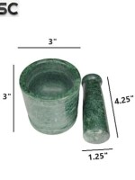 Green Marble Mortar & pestle/Imam Dasta/okhali musal/kundi/khallad/kharal musli - 3"