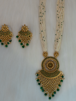 Jaal pattern jaipuri moti drop jewelry set