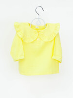 100% cotton yellow frill top for girls