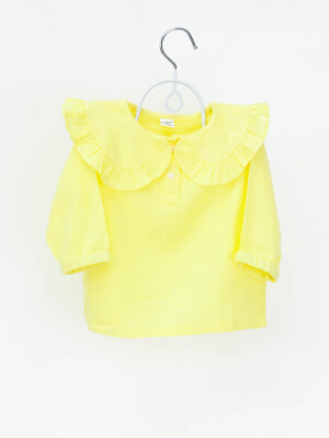 100% cotton yellow frill top for girls