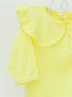 100% cotton yellow frill top for girls