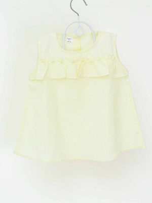 Yellow 100% cotton adorable umbrella top for girls