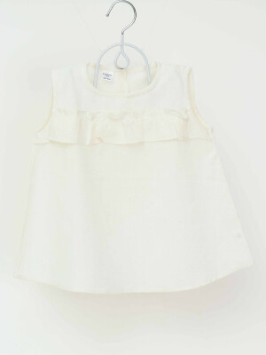 Girls' 100% cotton white umbrella top